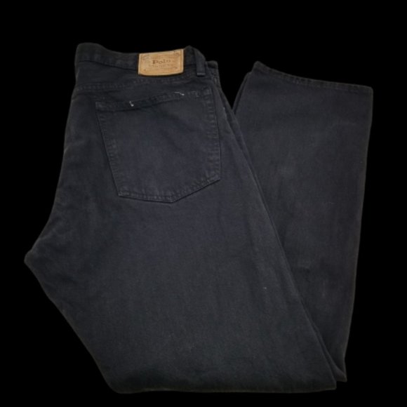 Polo Ralph Lauren Hampton Straight Mens Denim Dark Wash Black Jeans 36 x 30 - Picture 1 of 6